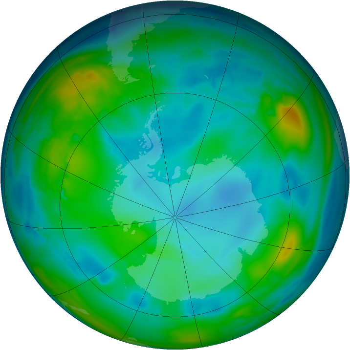 Antarctic ozone map for 24 July 2008